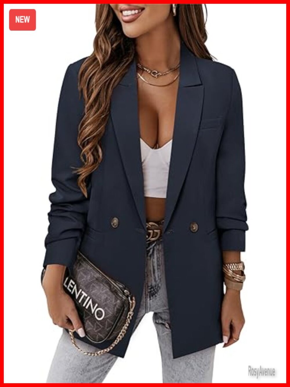 Business Casual Blazer Jacket Notched Lapel Lined Work Suit Jacket